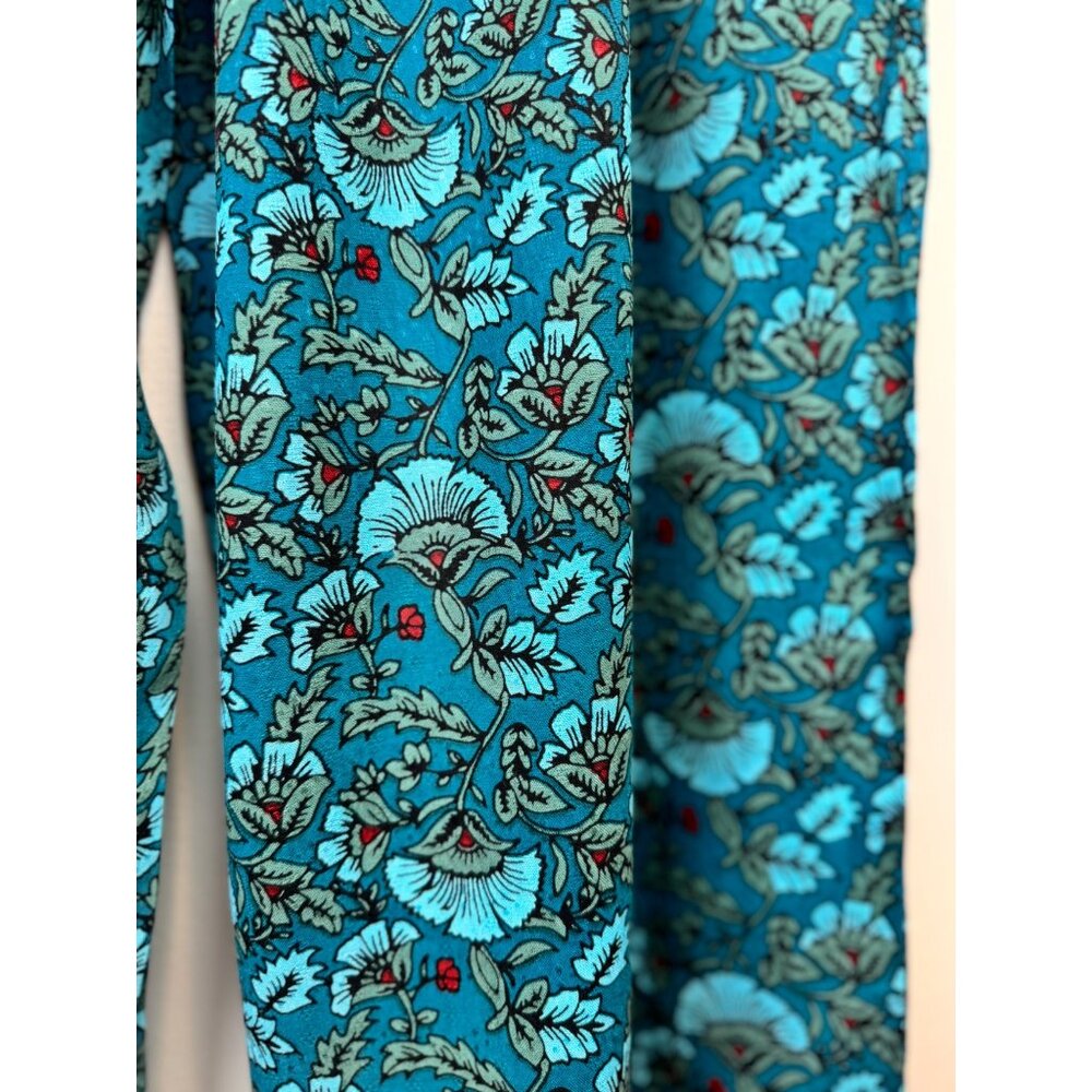 Wide-Leg Floral Pants By Band Of The Free - Deep Teal Aqua - Picture 3 of 9